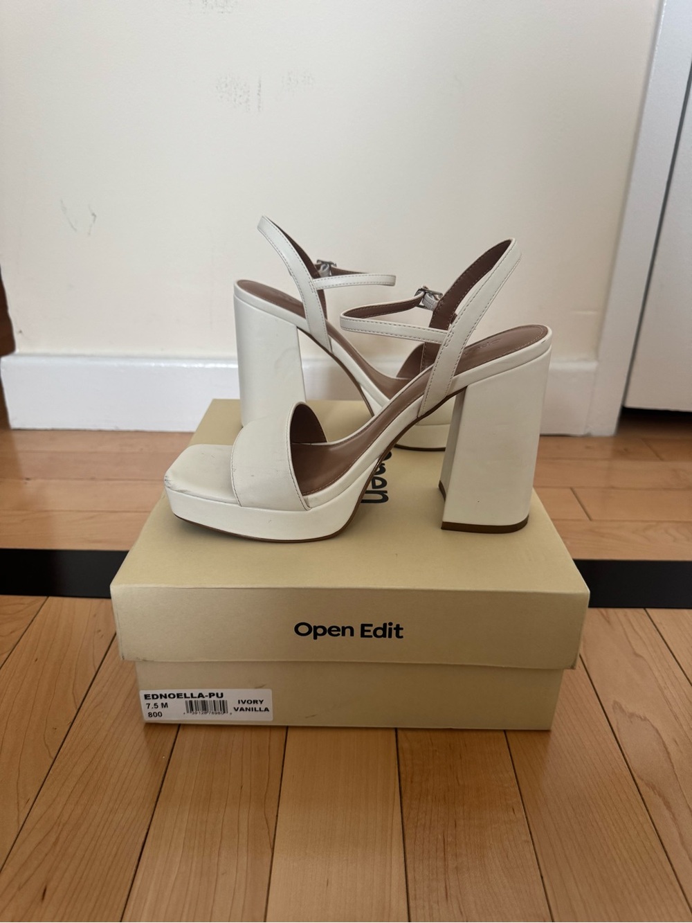 Open Edit Ivory Platform Block Heel Sandals